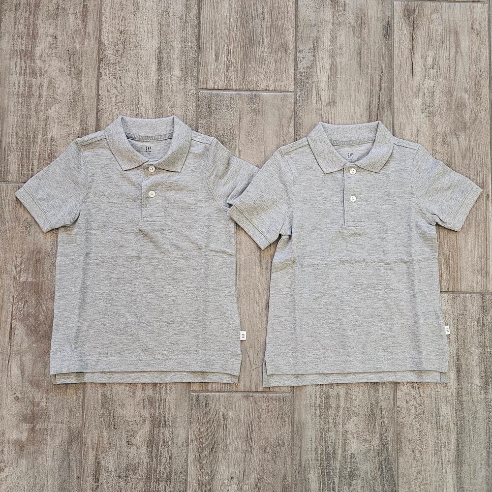Gap Kids Polo Shirt Lot of 2 Boys XS Gray Uniform‎ Short Sleeve School Basics